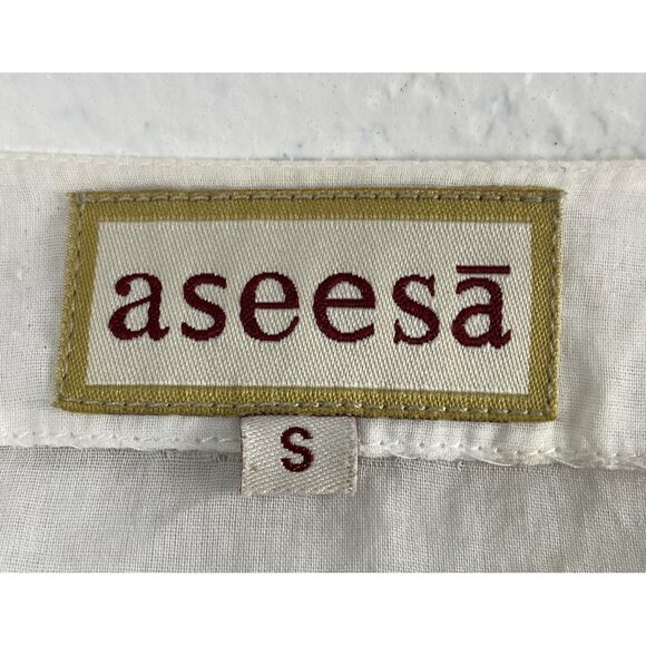 ASEESA Women Embroidered Floral Dress Sleeveless Knee Length Sz S White 26-5 - Picture 13 of 16